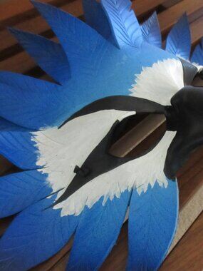 NEW Blue Jay Blue Bird LEATHER Bird Mask Costume Halloween Mask